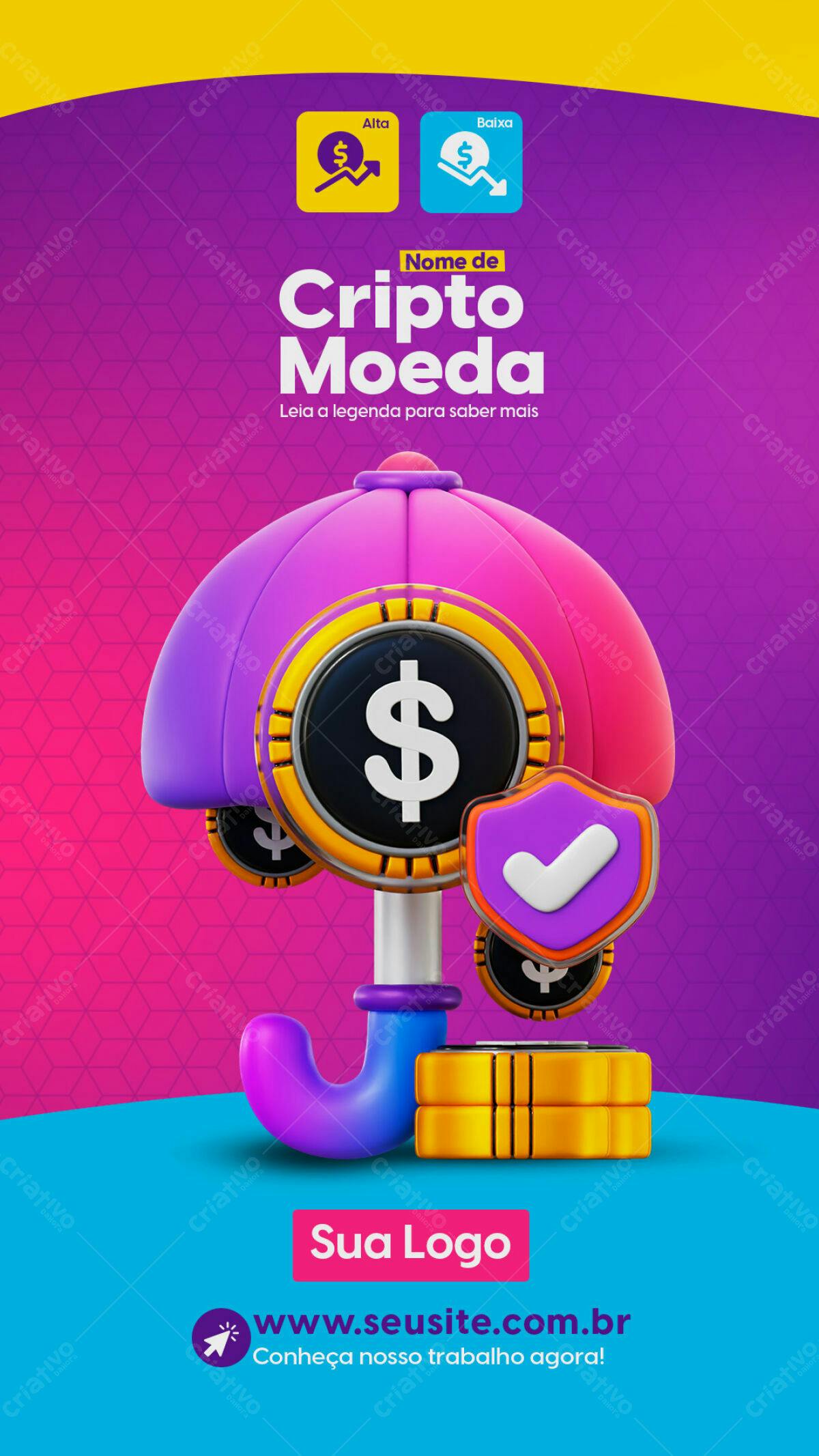 Flyer para Investimento em Cripto Moeda PSD Editável