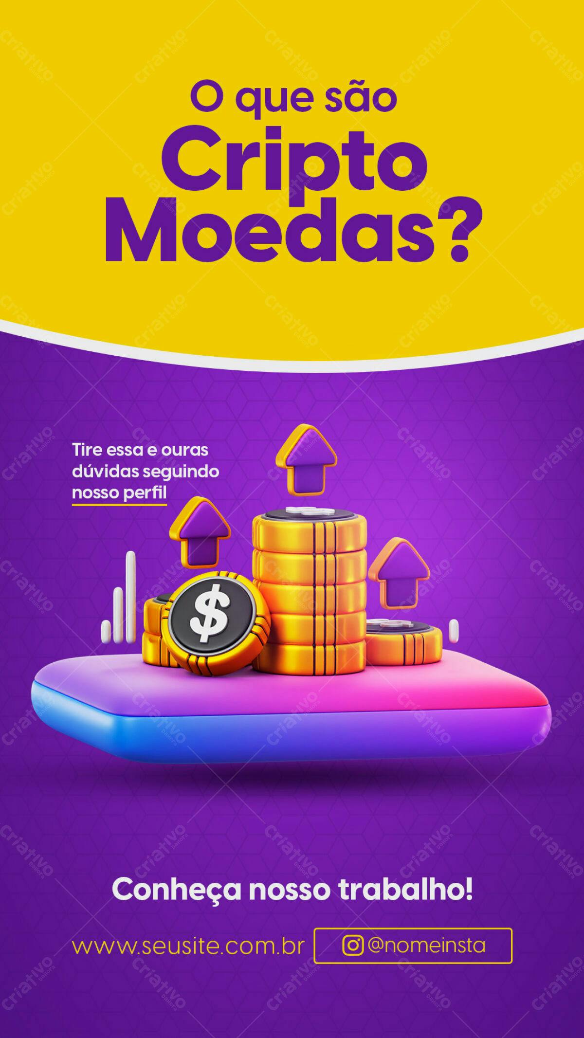 Flyer Educativo sobre Criptomoedas PSD Editável