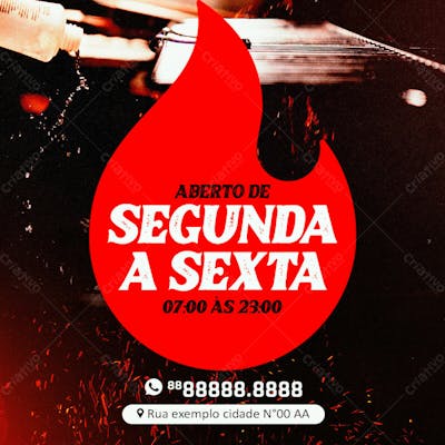 Dia De Funcionamento Churrascaria Social Media Psd Editável