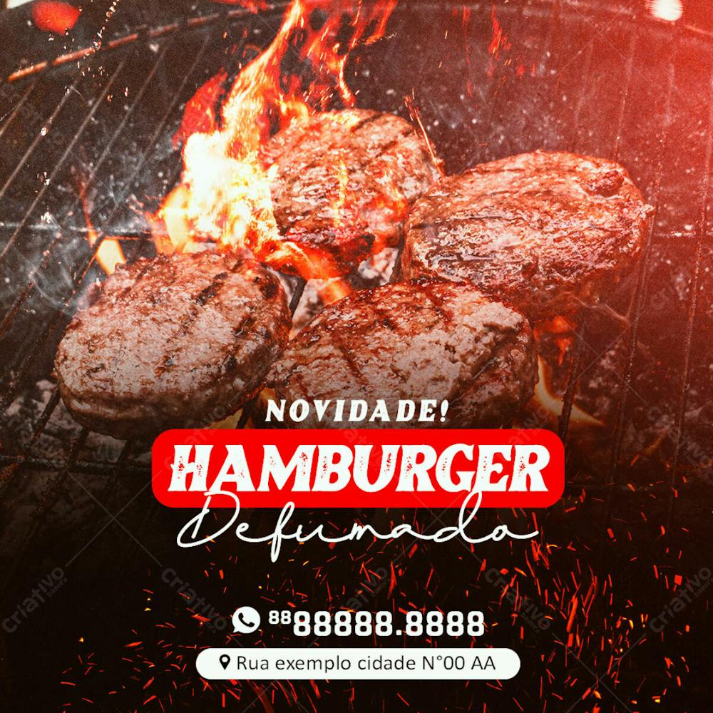 Hamburger Defumado Churrascaria Social Media Psd Editável