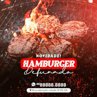 Hamburger defumado churrascaria social media psd editável