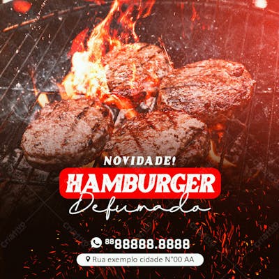Hamburger Defumado Churrascaria Social Media Psd Editável