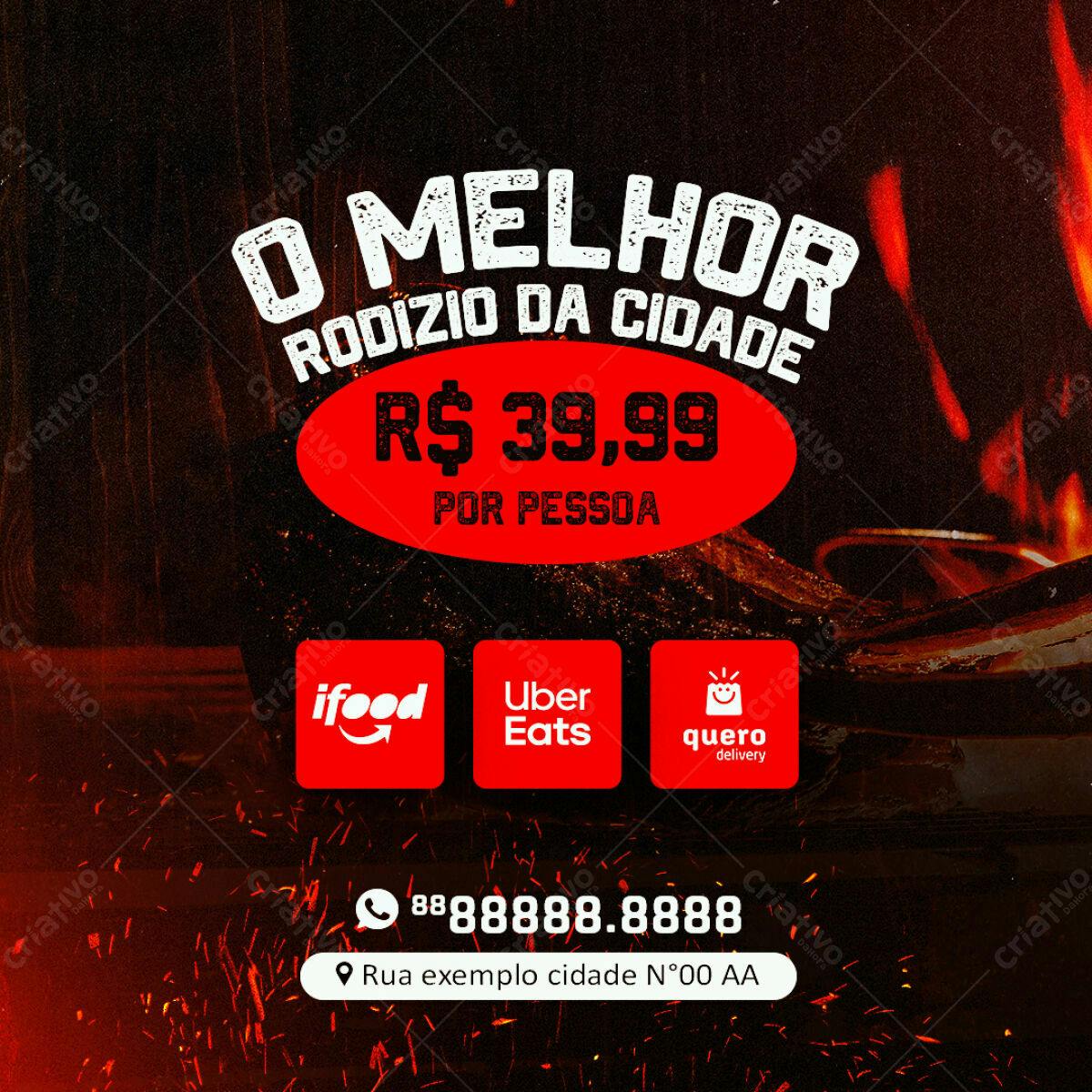 Flyer para Rodízio de Churrasco PSD Editável