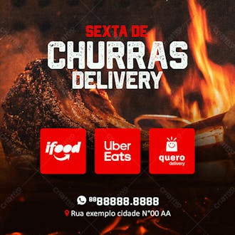 Sexta delivery churrascaria social media psd editável