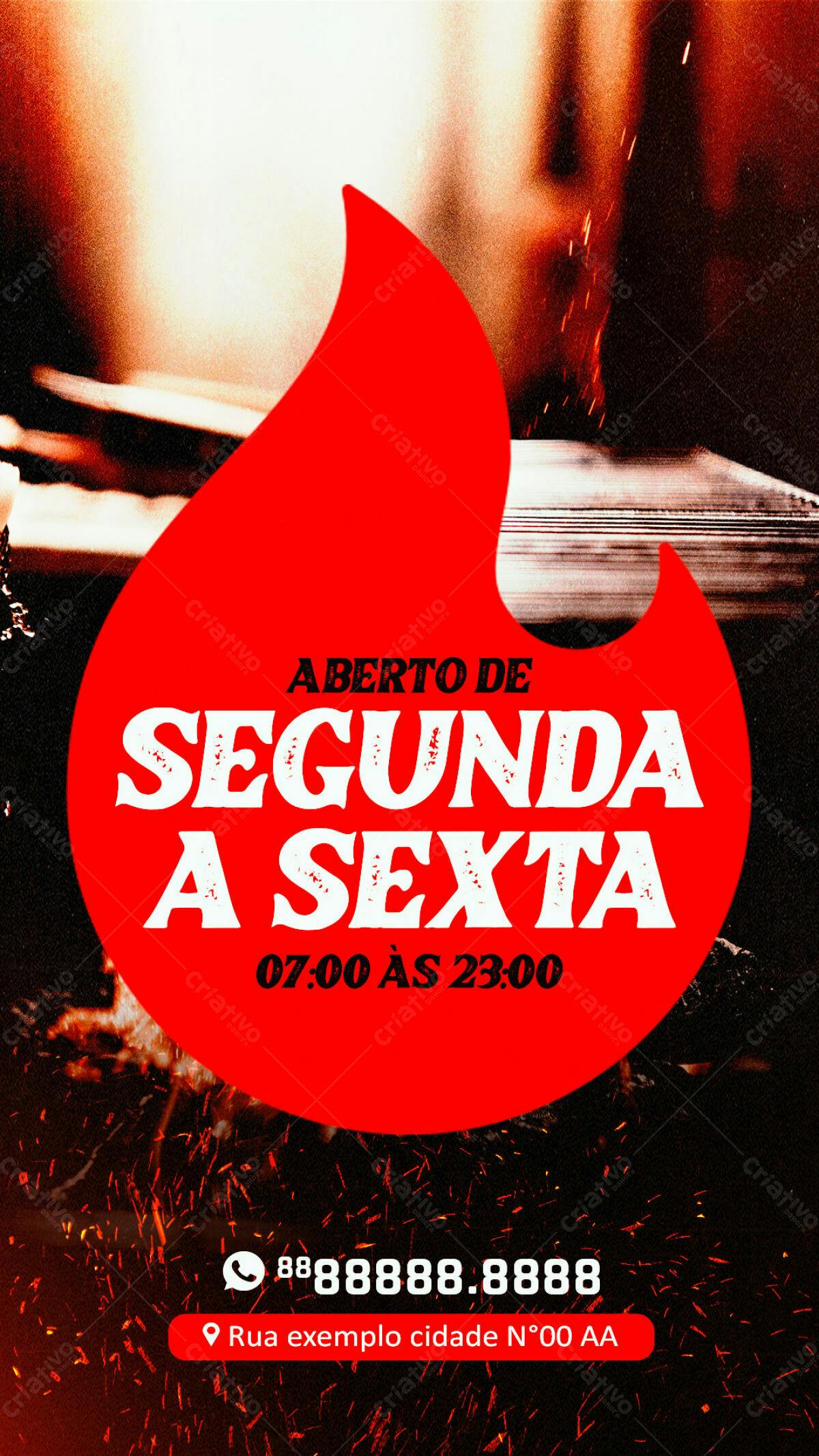 Flyer para Negócio Aberto de Segunda a Sexta PSD Editável