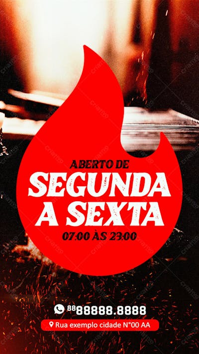 Stories Dia De Funcionamento Churrascaria Social Media Psd Editável