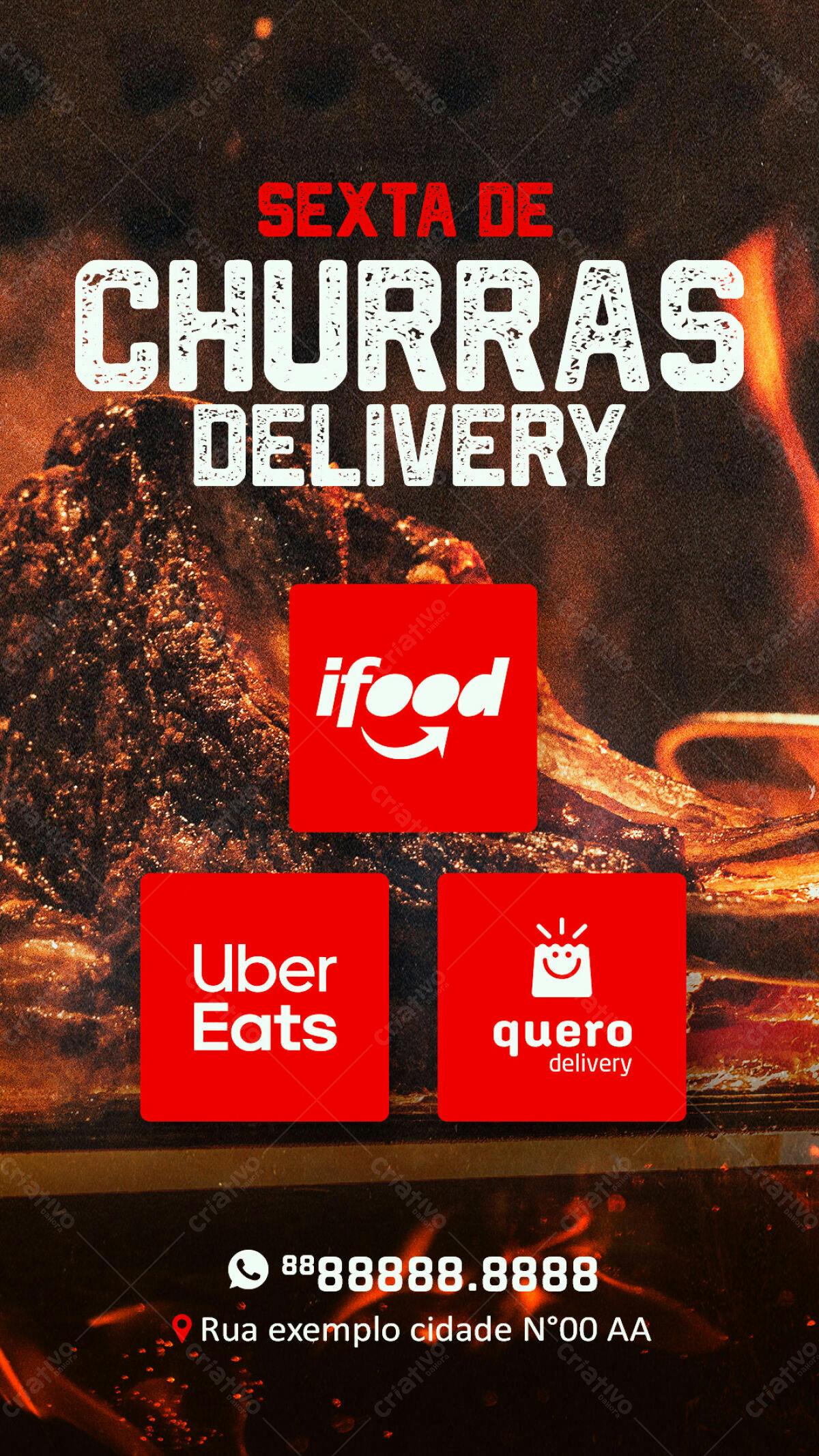 Flyer Sexta Churras Delivery PSD Editável