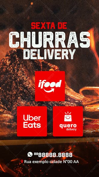 Stories sexta delivery churrascaria social media psd editável