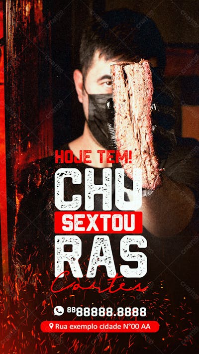 Stories Sextou Churrascaria Social Media Psd Editável
