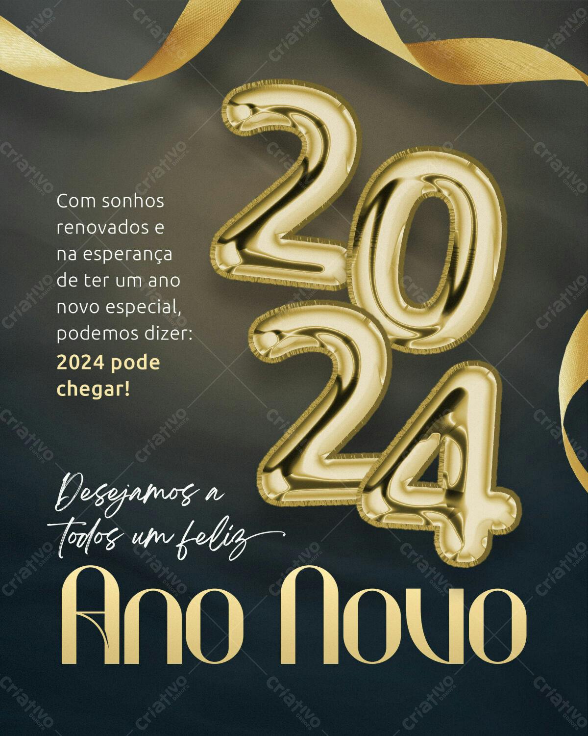 Convite Ano Novo 2024 PSD Editável