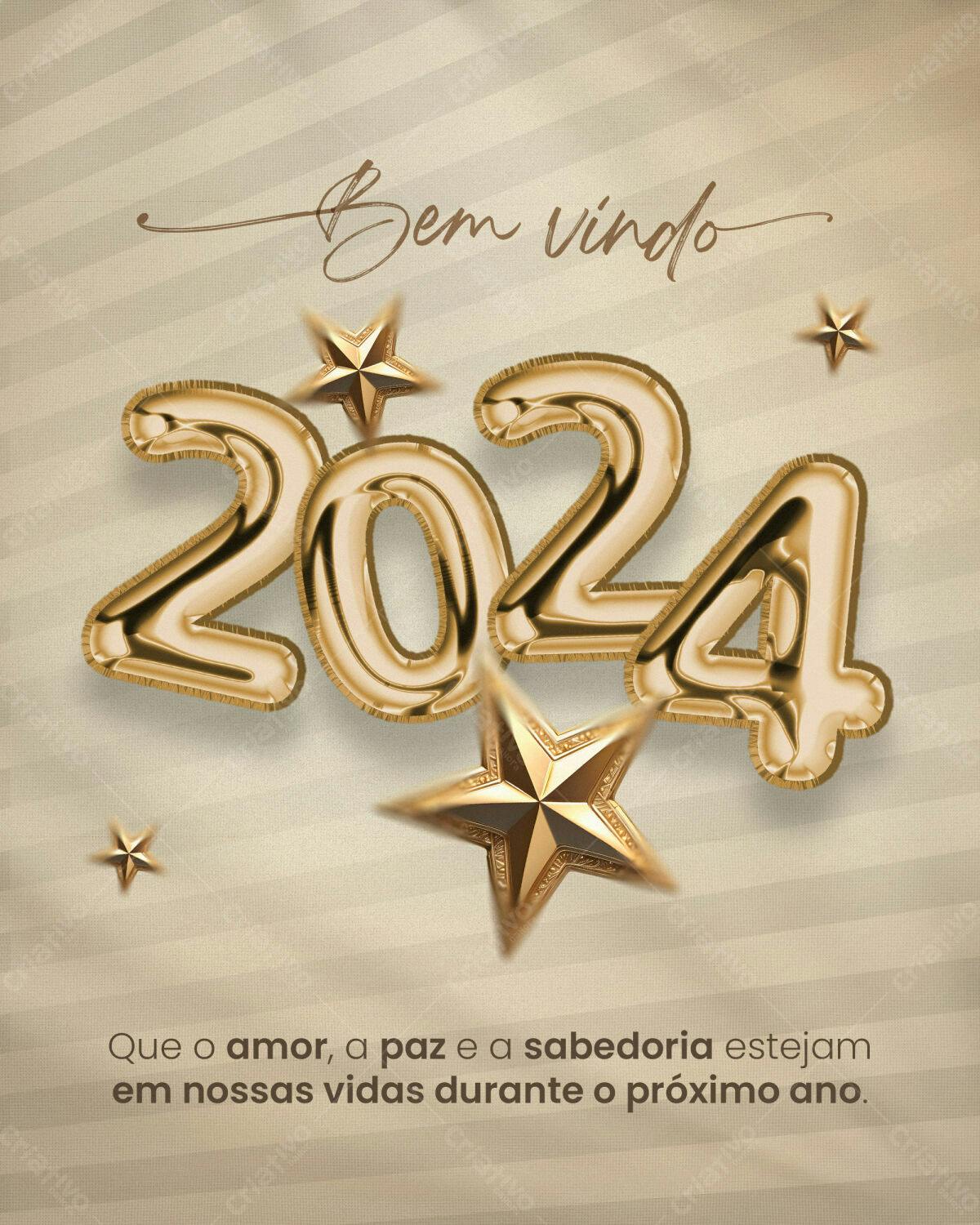 Postagem Ano Novo 2024 PSD Editável