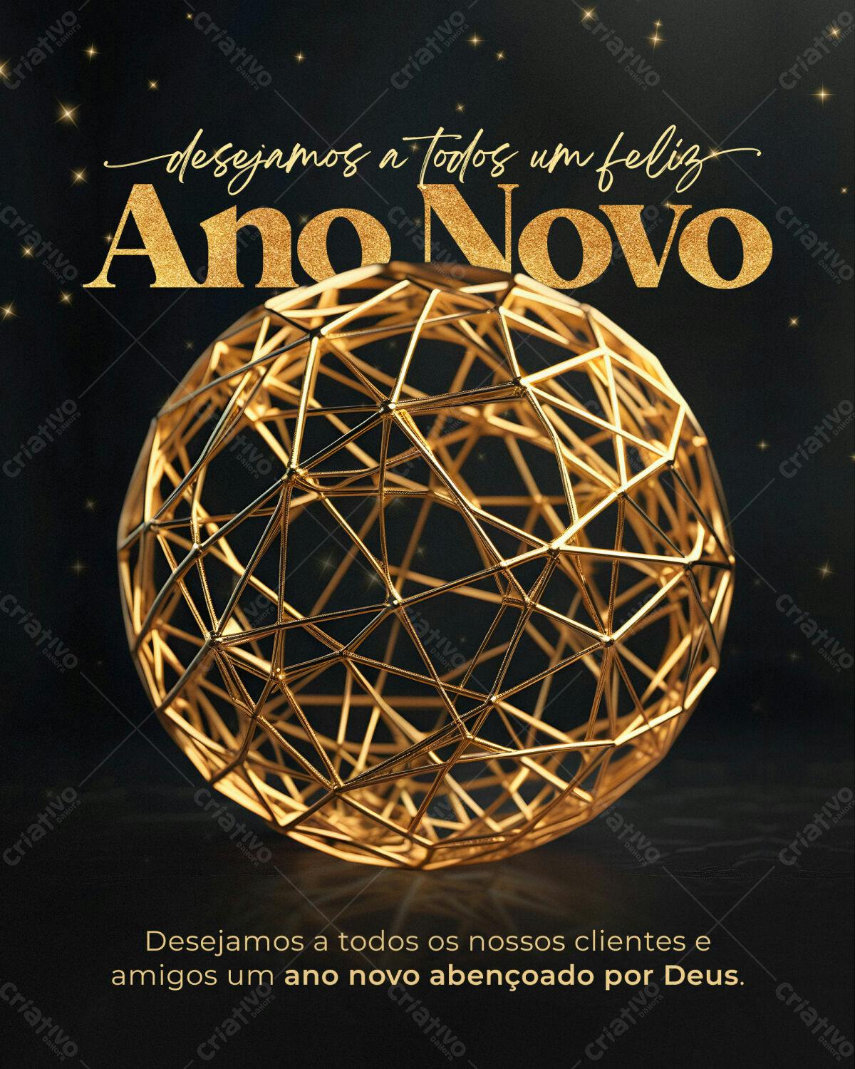 Flyer Feliz Ano Novo PSD Editável