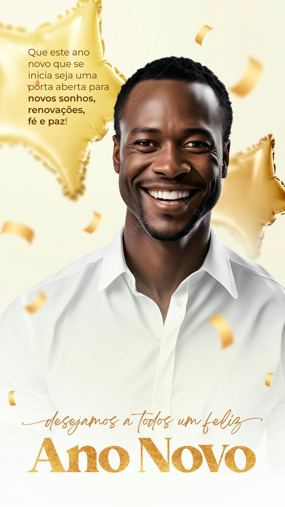 Postagem Ano Novo Homem Negro PSD Editável