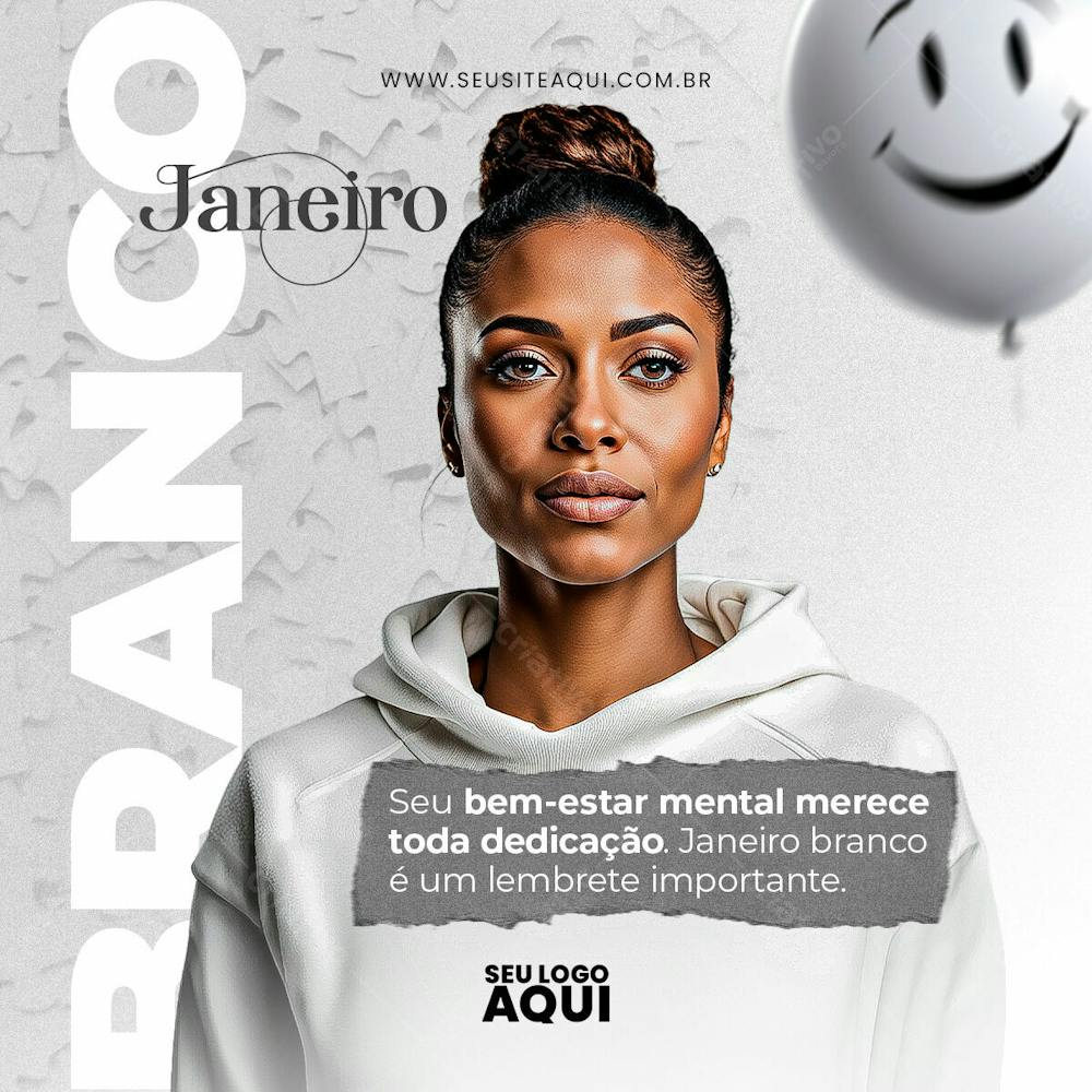 JANEIRO BRANCO | CUIDE DA SAÚDE MENTAL | PSD EDITÁVEL