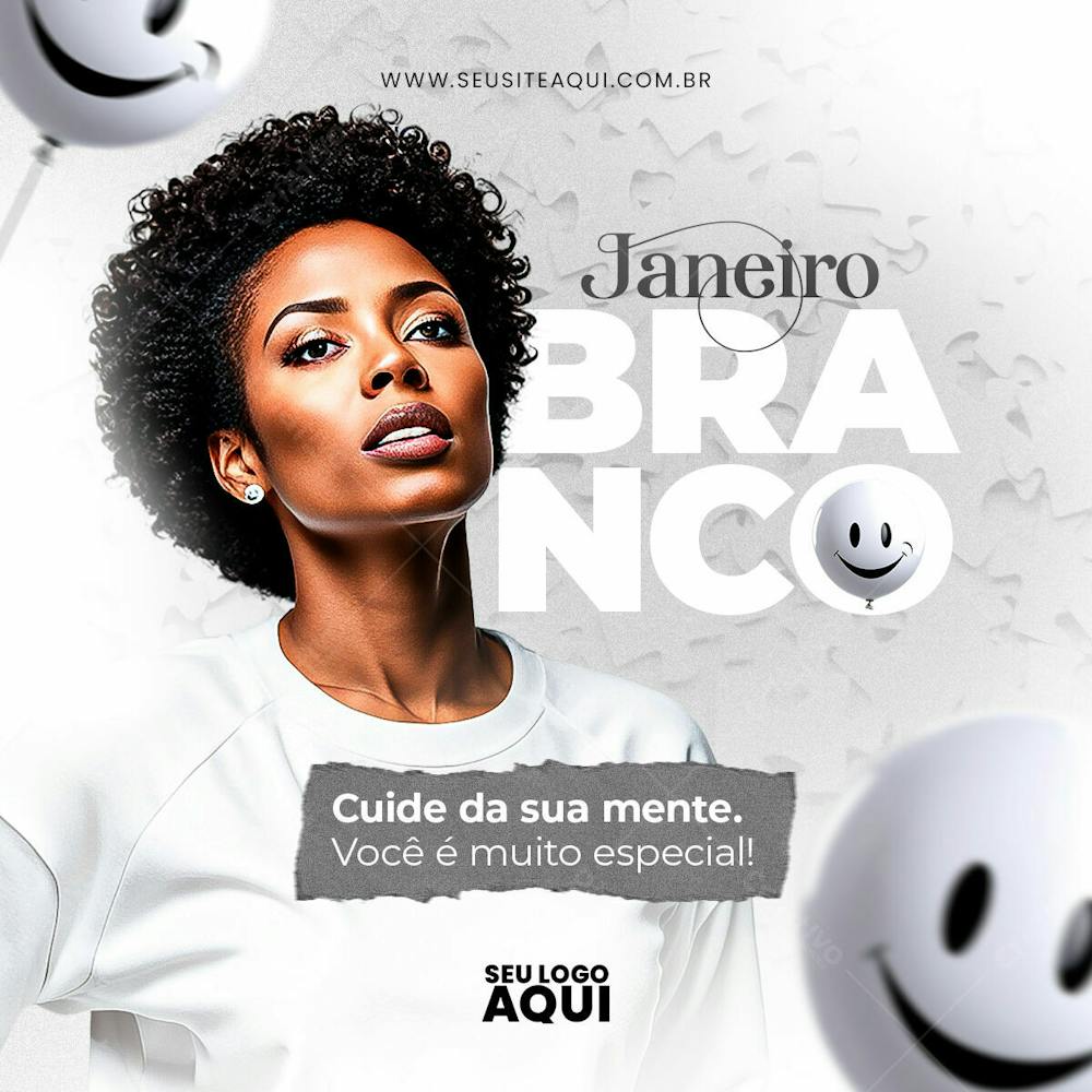 JANEIRO BRANCO | CUIDE DA SAÚDE MENTAL | PSD EDITÁVEL