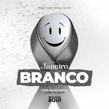 Janeiro branco | cuide da saúde mental | psd editável