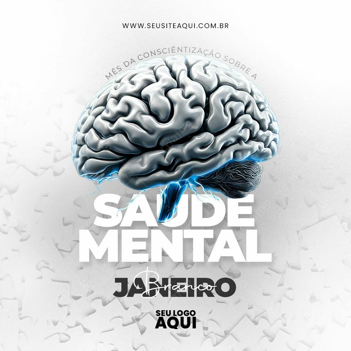 Flyer Janeiro Branco Saúde Mental PSD Editável