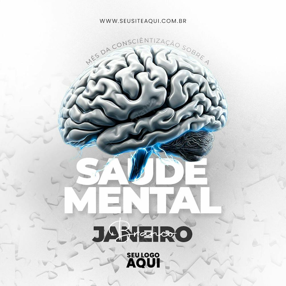 JANEIRO BRANCO | CUIDE DA SAÚDE MENTAL | PSD EDITÁVEL