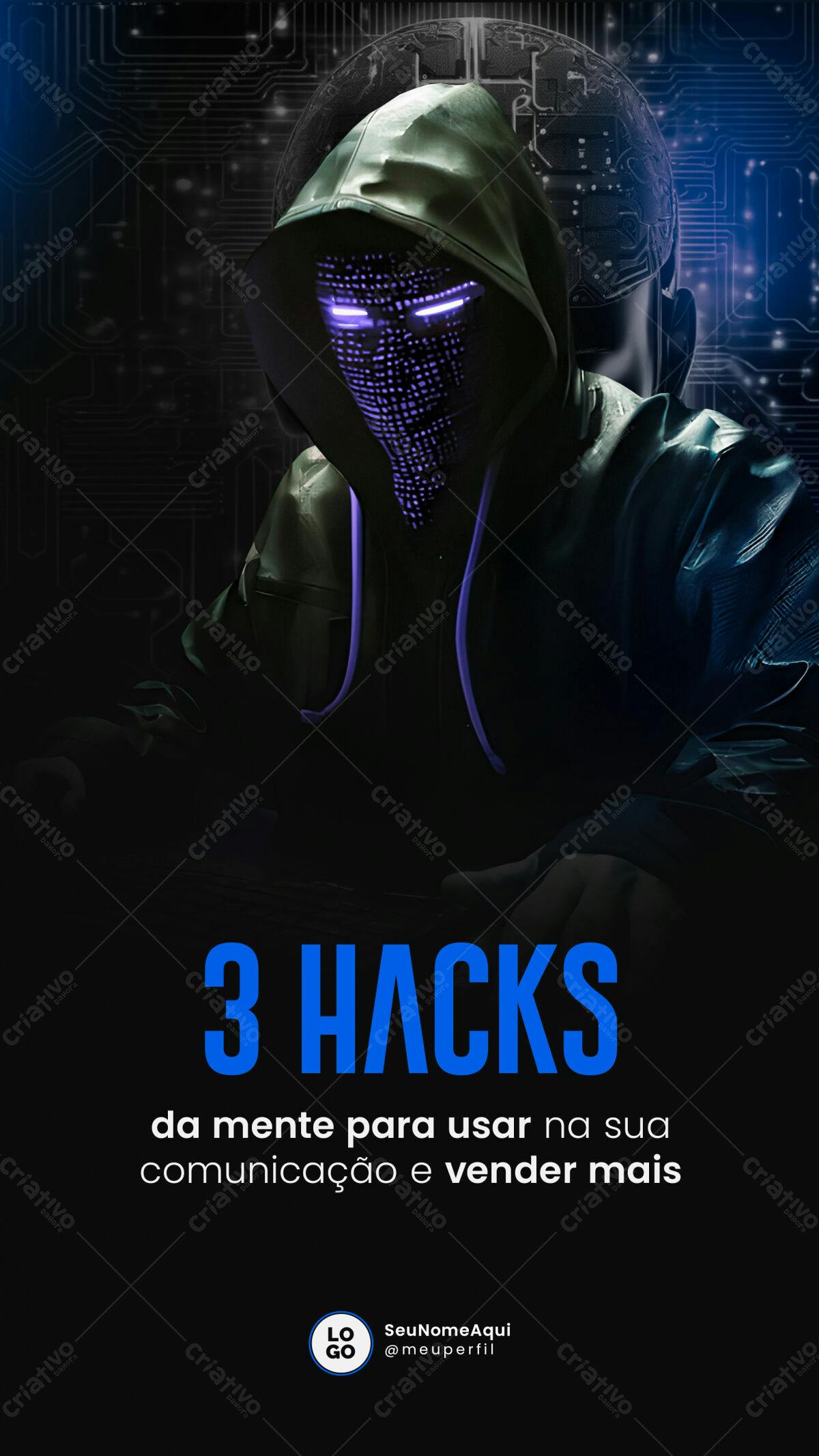Flyer 3 Hacks Mente para Vendas PSD Editável