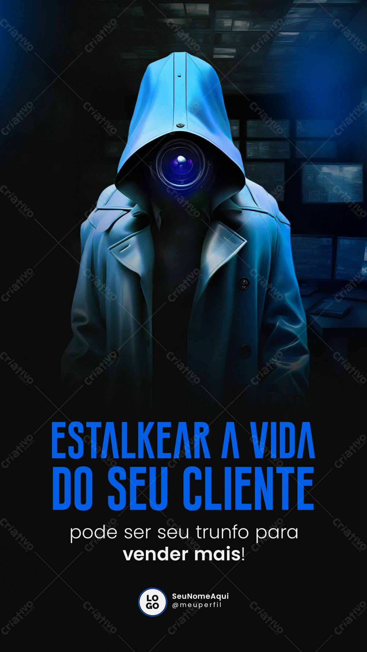 Poster Marketing Digital Misterioso PSD Editável