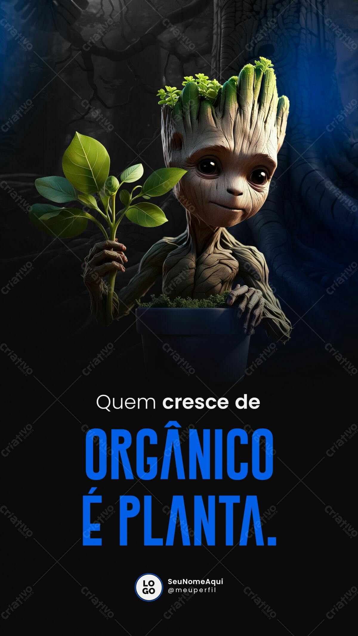 Flyer Orgânico com Groot PSD Editável