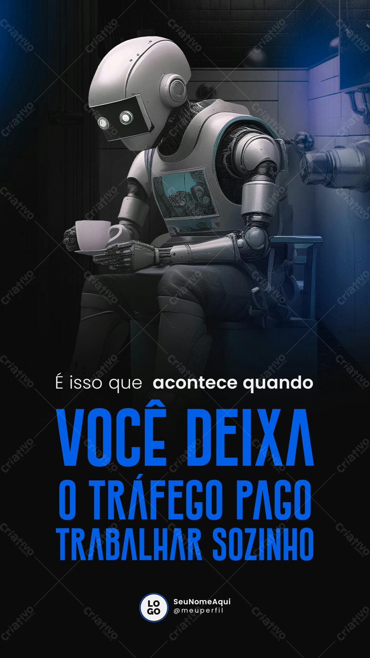 Flyer Marketing Digital com Robô PSD Editável