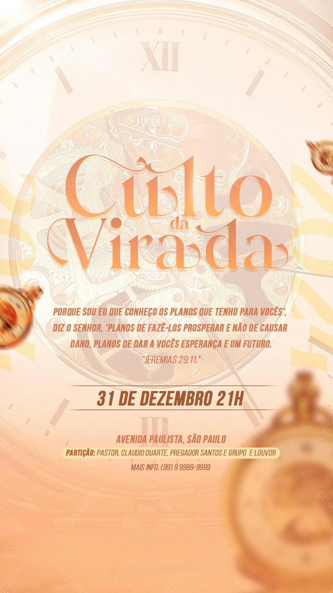 Flyer para Culto da Virada PSD Editável