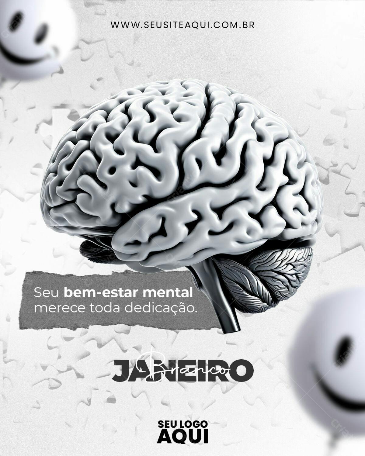 Flyer Janeiro Saúde Mental PSD Editável