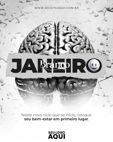 Feed | janeiro branco | cuide da saúde mental | psd editável