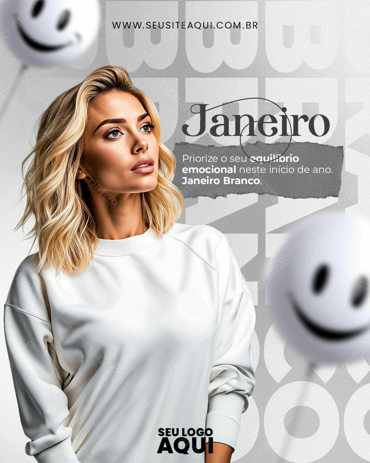 Flyer Janeiro Branco PSD Editável