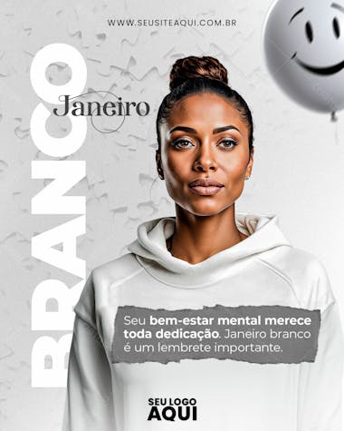 Feed | janeiro branco | cuide da saúde mental | psd editável