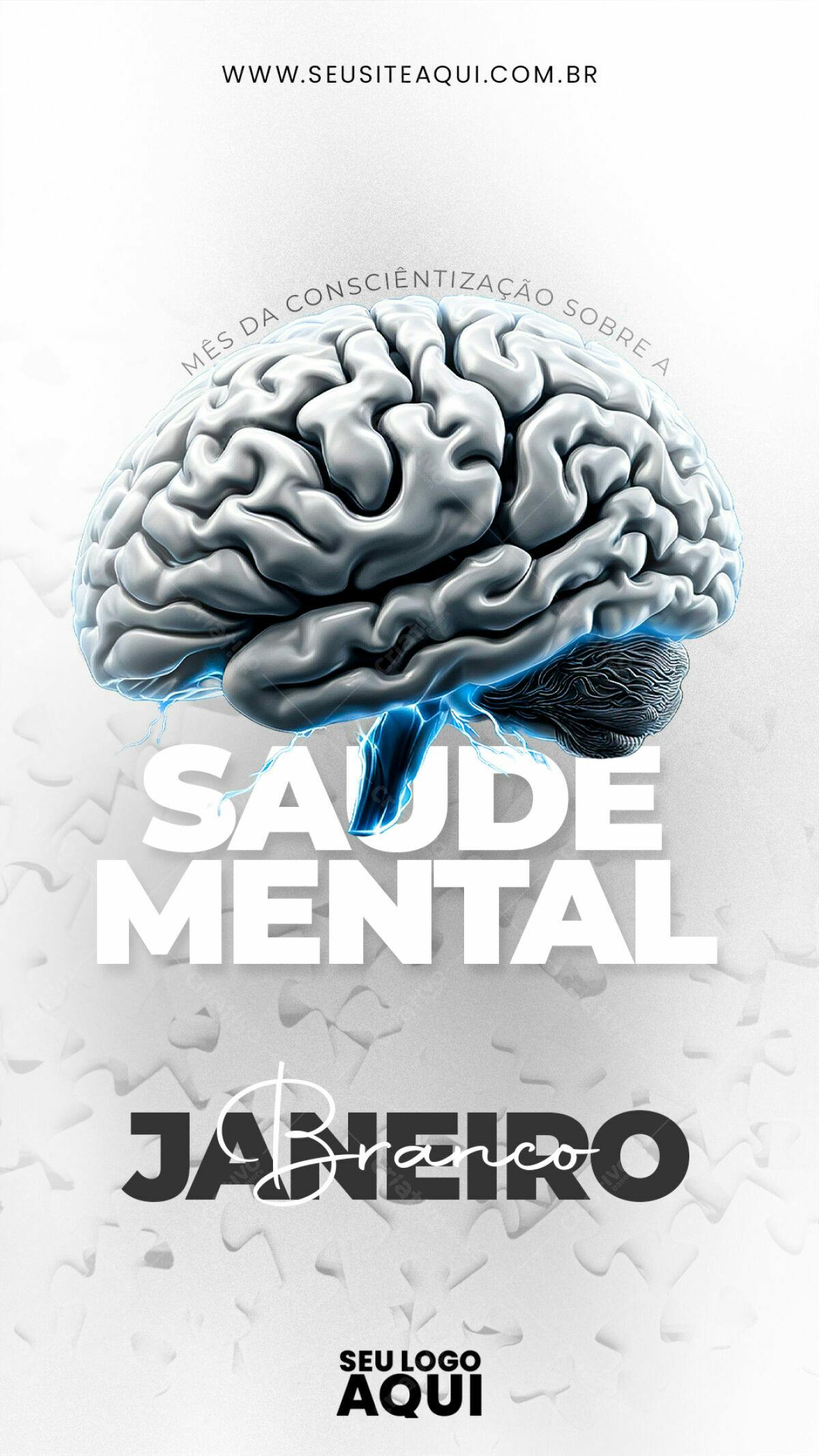 Flyer Janeiro Branco Saúde Mental PSD Editável