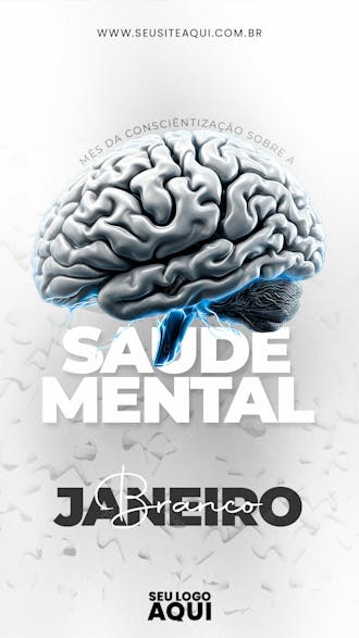 Story | janeiro branco | cuide da saúde mental | psd editável