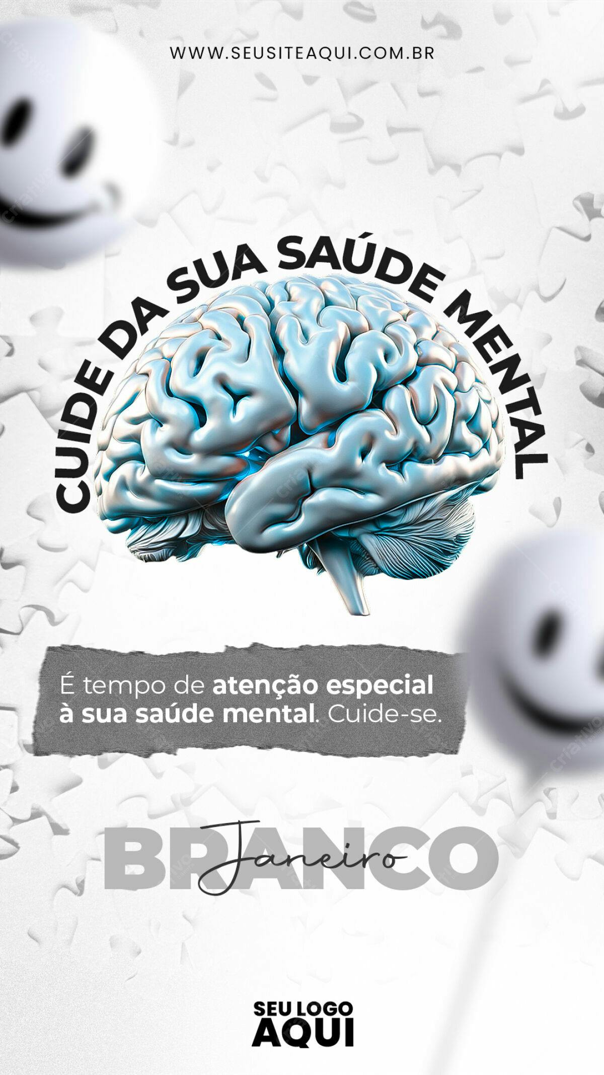Post para Janeiro Branco PSD Editável