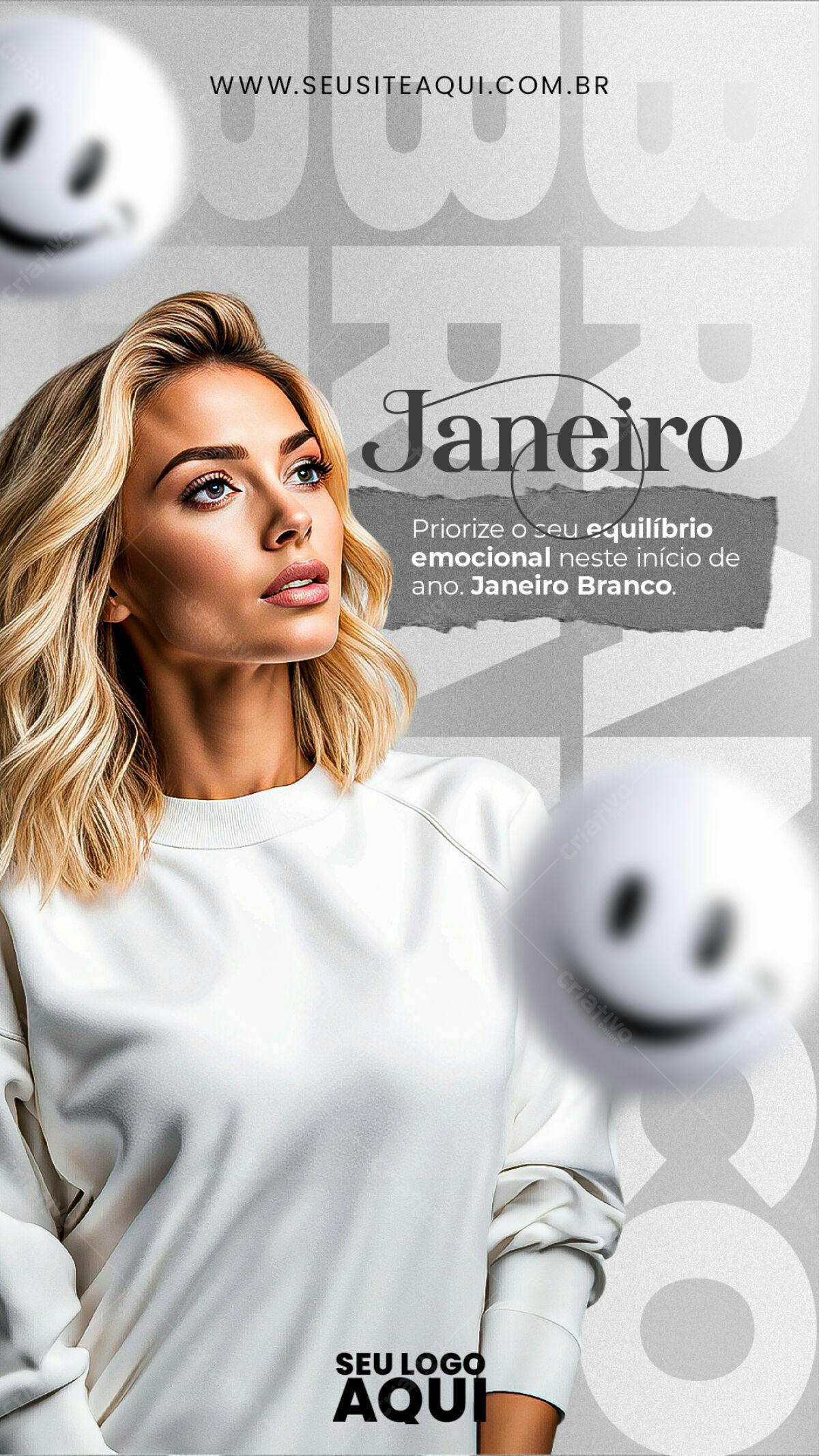 Flyer Janeiro Branco PSD Editável