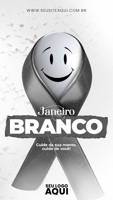 Story | janeiro branco | cuide da saúde mental | psd editável