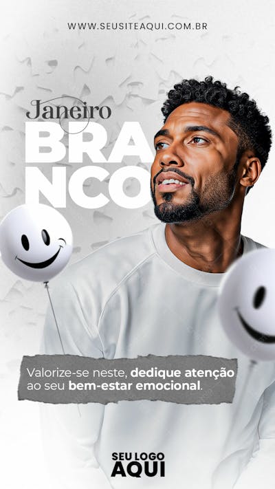 STORY | JANEIRO BRANCO | CUIDE DA SAÚDE MENTAL | PSD EDITÁVEL