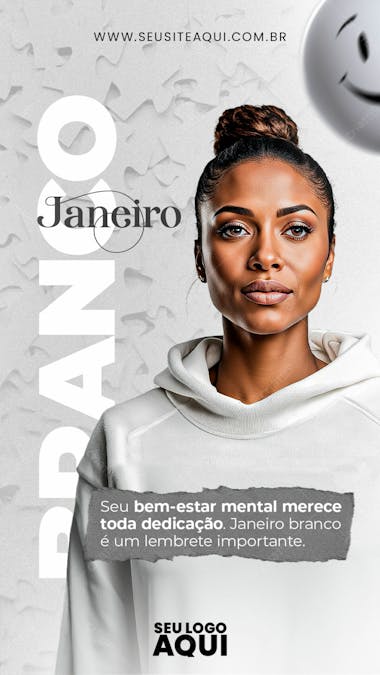 Story | janeiro branco | cuide da saúde mental | psd editável