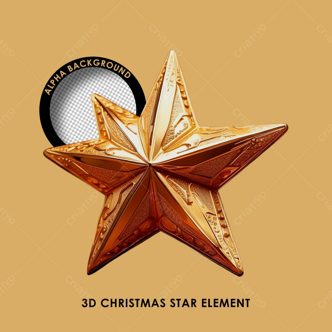 Elemento 3D Estrela de Natal PSD Editável