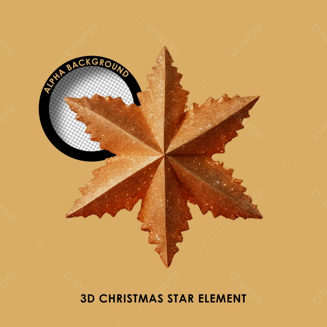 Elemento 3D Estrela Natalina PSD Editável