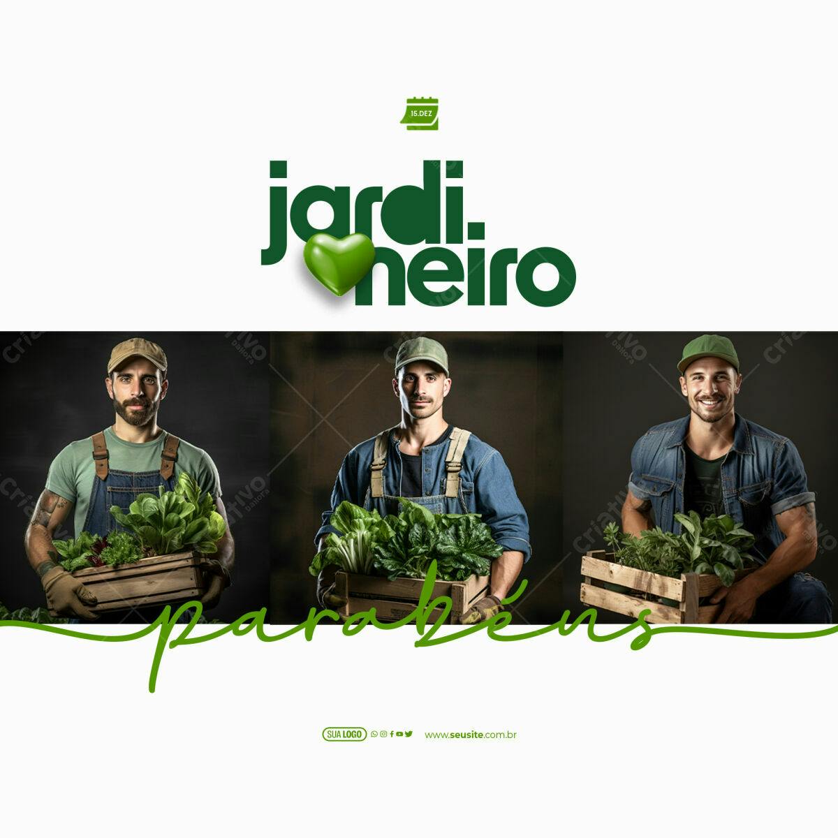 Flyer para Horta Orgânica Jardineiro PSD Editável