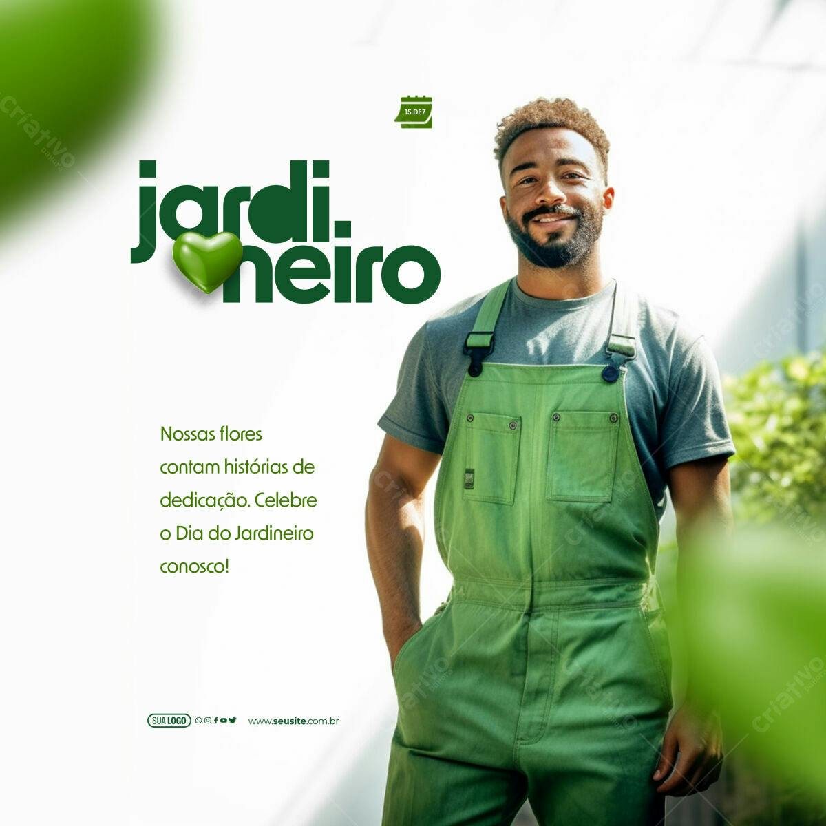 Post para o Dia do Jardineiro PSD Editável