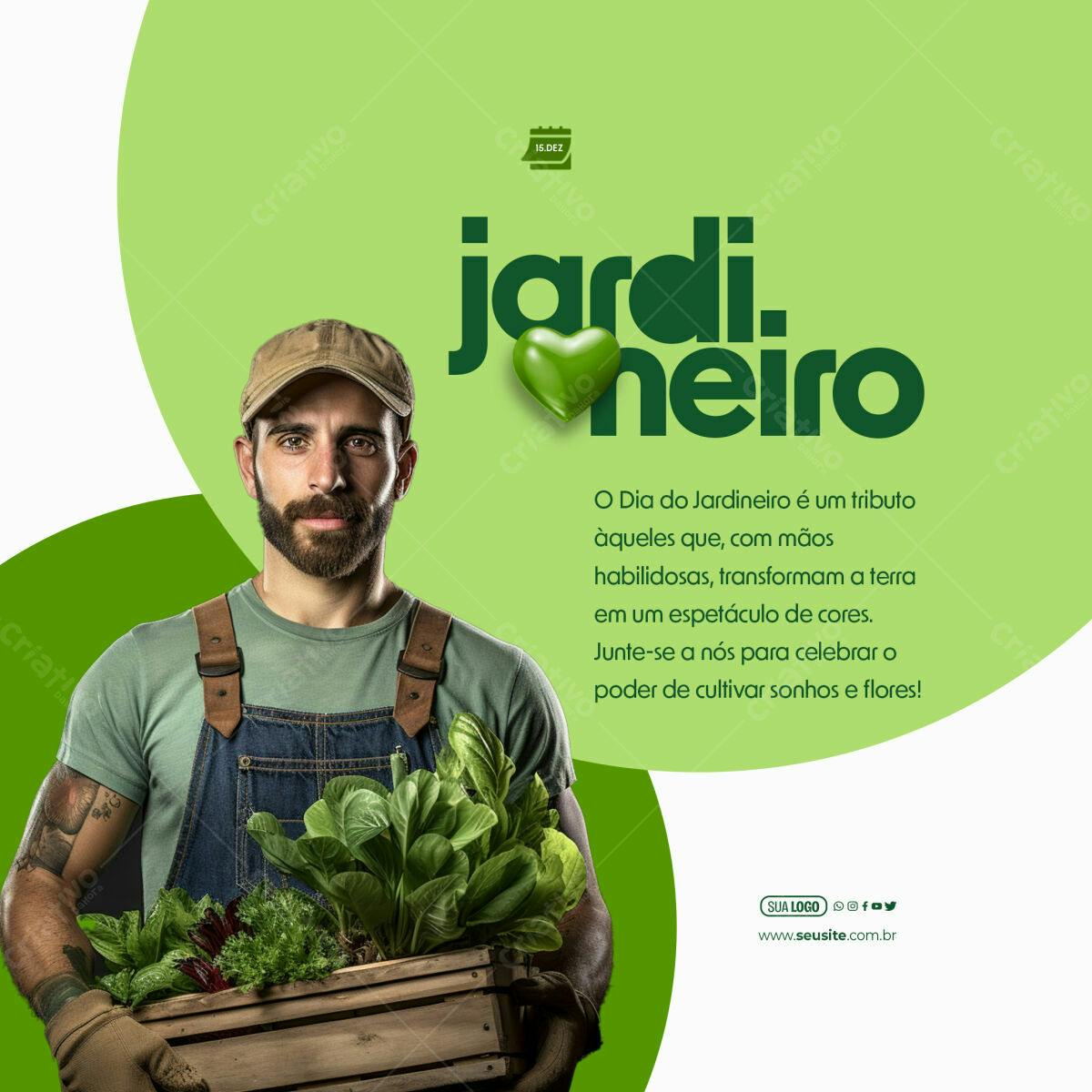 Postagem Dia do Jardineiro PSD Editável