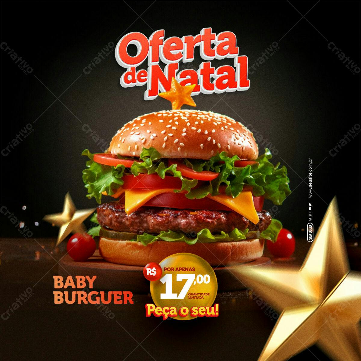 Flyer Oferta de Natal Baby Burguer PSD Editável