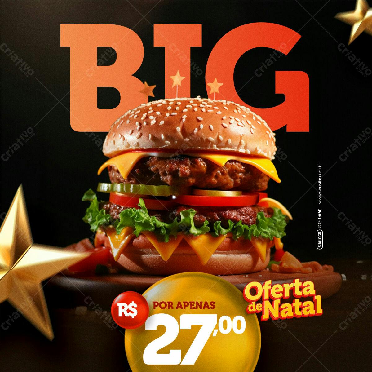 Flyer Oferta de Natal Big Burger PSD Editável