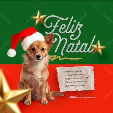 Feliz Natal E Um Feliz Ano Novo Social Media PSD Editável