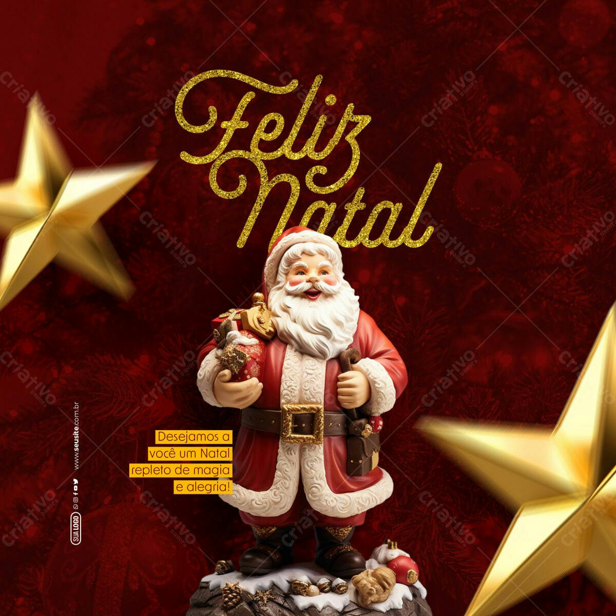 Postagem de Natal com Papai Noel PSD Editável