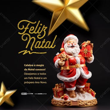 Feliz Natal E Um Feliz Ano Novo Social Media PSD Editável