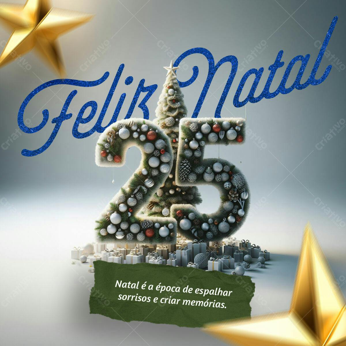 Feliz Natal 25 Design de Convite PSD Editável