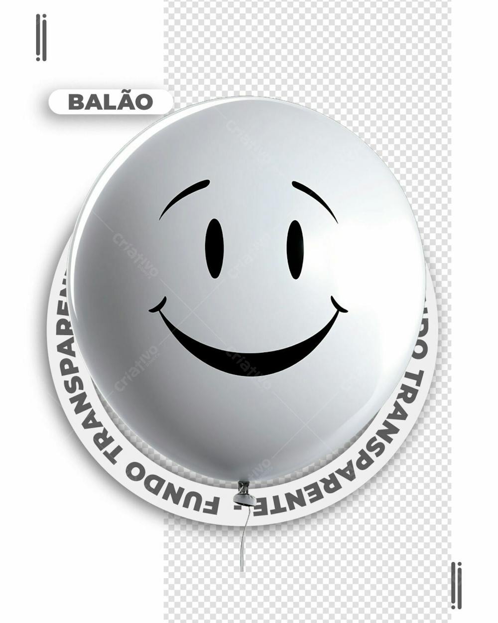 BEXIGA | BALÃO BRANCO COM ROSTO FELIZ | IMAGEM SEM FUNDO | PSD EDITÁVEL